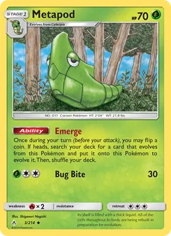 Metapod — Unbroken Bonds #3, 2019. Illustrated by Shigenori Negishi.