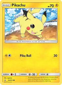 Pikachu — Unbroken Bonds #54, 2019. Illustrated by nagimiso.