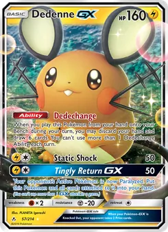 Dedenne GX — Unbroken Bonds #57, 2019. Illustrated by PLANETA Igarashi.