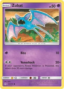 Zubat — Unbroken Bonds #64, 2019. Illustrated by Sekio.