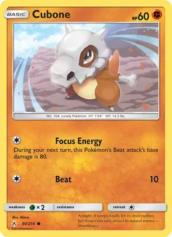 Cubone — Unbroken Bonds #90, 2019. Illustrated by Mizue.