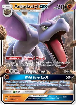 Aerodactyl GX — Unified Minds #106, 2019. Illustrated by PLANETA Igarashi.