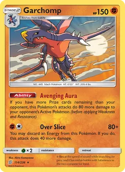 Garchomp — Unified Minds #114, 2019. Illustrated by Akira Komayama.