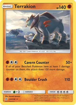 Terrakion — Unified Minds #122, 2019. Illustrated by Anesaki Dynamic.