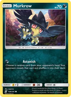 Murkrow — Unified Minds #128, 2019. Illustrated by nagimiso.
