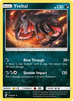 Yveltal — Unified Minds #139, 2019. Illustrated by sui.