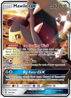 Mawile GX — Unified Minds #141, 2019. Illustrated by 5ban Graphics.