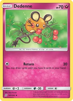 Dedenne — Unified Minds #145, 2019. Illustrated by Saya Tsuruta.