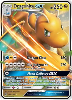 Dragonite GX — Unified Minds #152, 2019. Illustrated by PLANETA Igarashi.