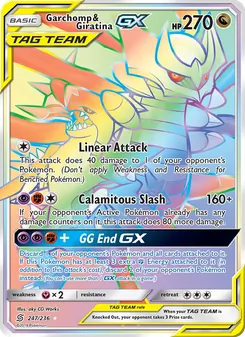 Garchomp & Giratina GX — Unified Minds #247, 2019. Illustrated by aky CG Works.