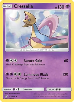 Cresselia — Unified Minds #87, 2019. Illustrated by Megumi Mizutani.