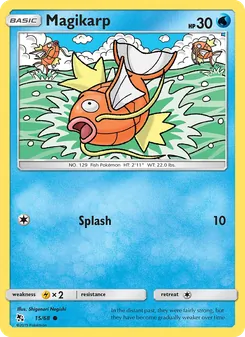 Magikarp — Hidden Fates #15, 2019. Illustrated by Shigenori Negishi.