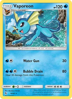 Vaporeon — Hidden Fates #18, 2019. Illustrated by Masakazu Fukuda.