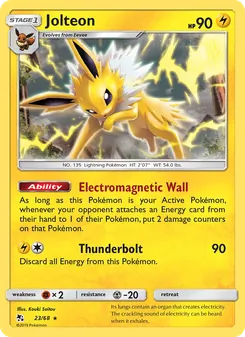 Jolteon — Hidden Fates #23, 2019. Illustrated by Kouki Saitou.