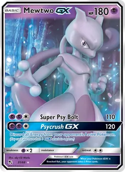 Mewtwo GX — Hidden Fates #31, 2019. Illustrated by aky CG Works.