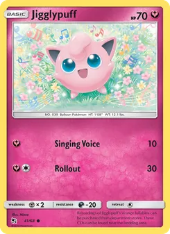 Jigglypuff — Hidden Fates #41, 2019. Illustrated by Mizue.