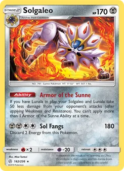 Solgaleo — Cosmic Eclipse #142, 2019. Illustrated by Misa Tsutsui.