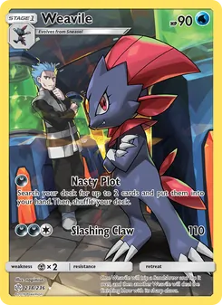 Weavile — Cosmic Eclipse #238, 2019. Illustrated by nagimiso.