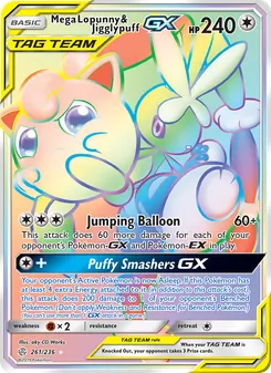 Mega Lopunny & Jigglypuff GX — Cosmic Eclipse #261, 2019. Illustrated by aky CG Works.
