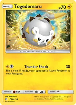 Togedemaru — Cosmic Eclipse #74, 2019. Illustrated by Misa Tsutsui.