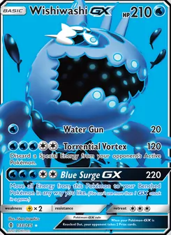 Wishiwashi GX — Guardians Rising #133, 2017. Illustrated by 5ban Graphics.