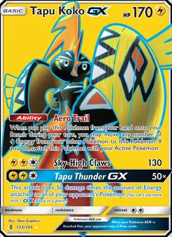 Tapu Koko GX — Guardians Rising #135, 2017. Illustrated by 5ban Graphics.