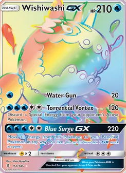 Wishiwashi GX — Guardians Rising #151, 2017. Illustrated by 5ban Graphics.