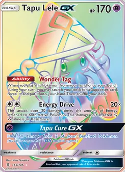 Tapu Lele GX — Guardians Rising #155, 2017. Illustrated by 5ban Graphics.