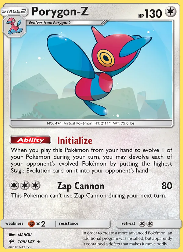 Porygon-Z — Burning Shadows #105, 2017. Illustrated by MAHOU.