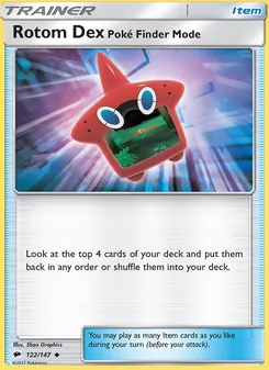 Rotom Dex—Poké Finder Mode — Burning Shadows #122, 2017. Illustrated by 5ban Graphics.