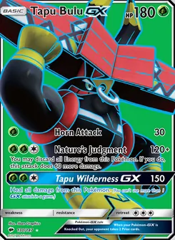 Tapu Bulu GX — Burning Shadows #130, 2017. Illustrated by 5ban Graphics.