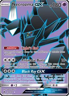 Necrozma GX — Burning Shadows #134, 2017. Illustrated by 5ban Graphics.