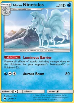 Alolan Ninetales — Burning Shadows #28, 2017. Illustrated by Mitsuhiro Arita.