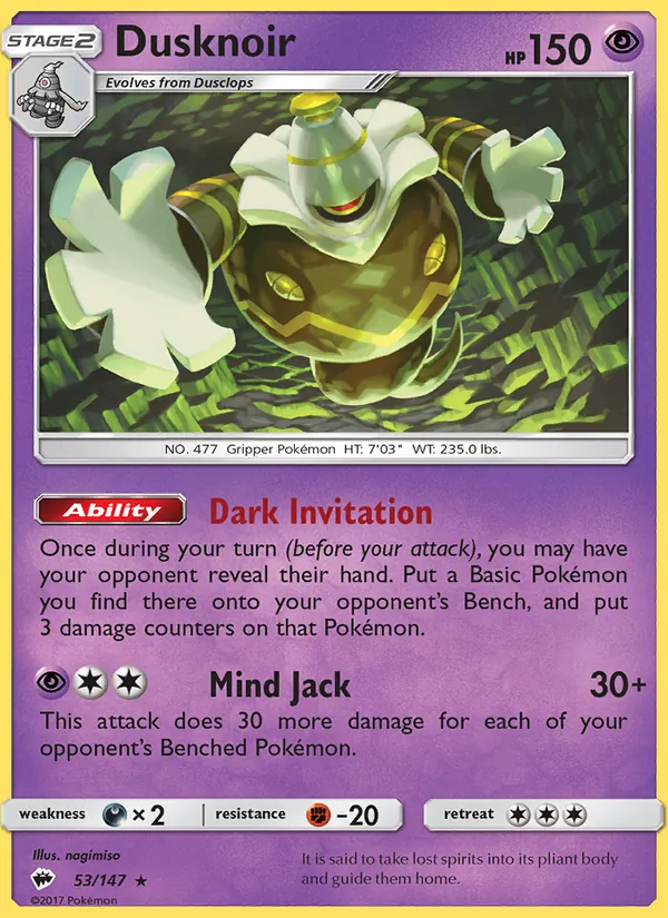 Dusknoir — Burning Shadows #53, 2017. Illustrated by nagimiso.
