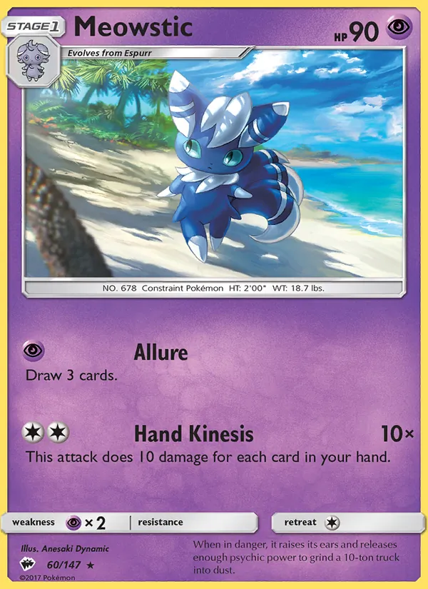 Meowstic — Burning Shadows #60, 2017. Illustrated by Anesaki Dynamic.