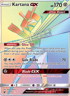 Kartana GX — Crimson Invasion #117, 2017. Illustrated by 5ban Graphics.