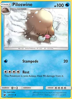 Piloswine — Crimson Invasion #20, 2017. Illustrated by Kouki Saitou.