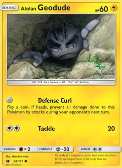 Alolan Geodude — Crimson Invasion #32, 2017. Illustrated by Mitsuhiro Arita.