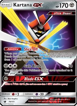 Kartana GX — Crimson Invasion #70, 2017. Illustrated by 5ban Graphics.