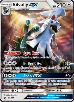 Silvally GX — Crimson Invasion #90, 2017. Illustrated by 5ban Graphics.