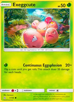 Exeggcute — Ultra Prism #1, 2018. Illustrated by kawayoo.