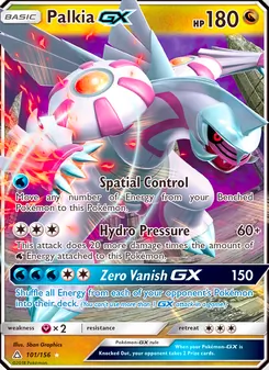Palkia GX — Ultra Prism #101, 2018. Illustrated by 5ban Graphics.