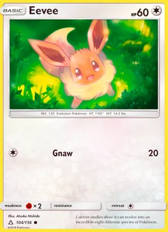 Eevee — Ultra Prism #104, 2018. Illustrated by Atsuko Nishida.