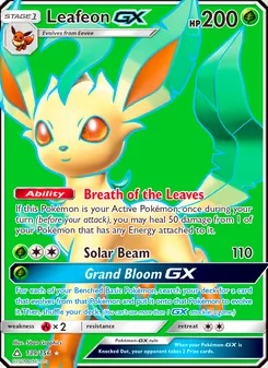 Leafeon GX — Ultra Prism #139, 2018. Illustrated by 5ban Graphics.