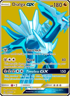 Dialga GX — Ultra Prism #146, 2018. Illustrated by 5ban Graphics.