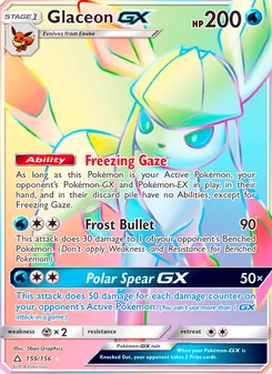 Glaceon GX — Ultra Prism #159, 2018. Illustrated by 5ban Graphics.