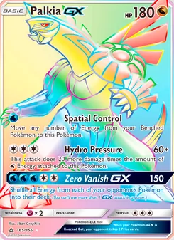 Palkia GX — Ultra Prism #165, 2018. Illustrated by 5ban Graphics.