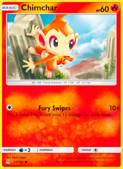 Chimchar — Ultra Prism #21, 2018. Illustrated by Kouki Saitou.