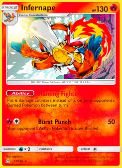 Infernape — Ultra Prism #23, 2018. Illustrated by nagimiso.