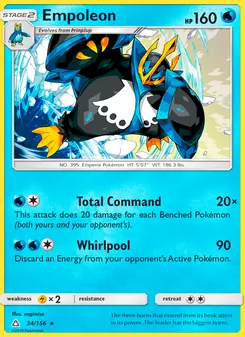 Empoleon — Ultra Prism #34, 2018. Illustrated by nagimiso.
